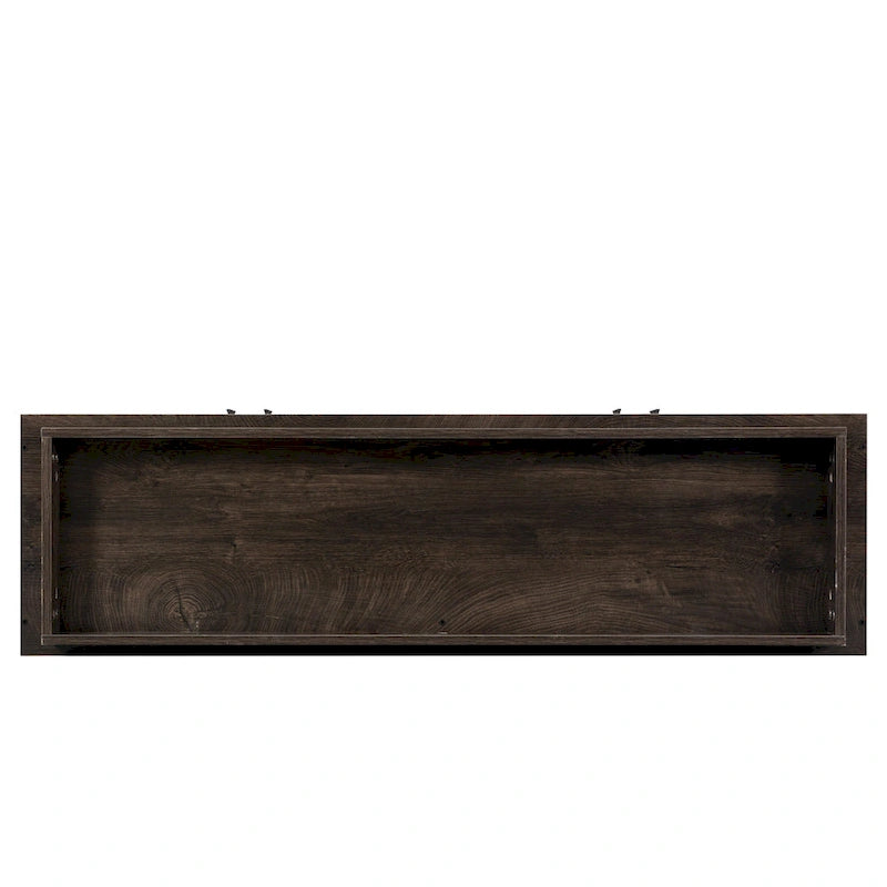 Spliced Panel Buffet Sideboard Cabinet with Open Shelf & Metal Handles – 55 Inch