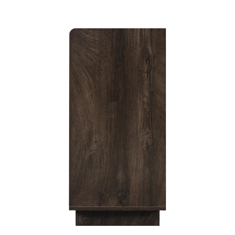 Spliced Panel Buffet Sideboard Cabinet with Open Shelf & Metal Handles – 55 Inch