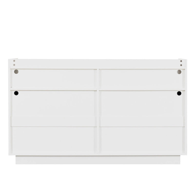 Spliced Panel Buffet Sideboard Cabinet with Open Shelf & Metal Handles – 55 Inch