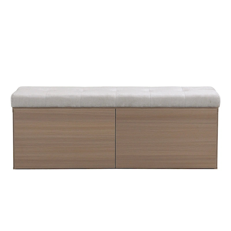 Entryway Storage Bench with Padded Seat & Double-Door Cabinet