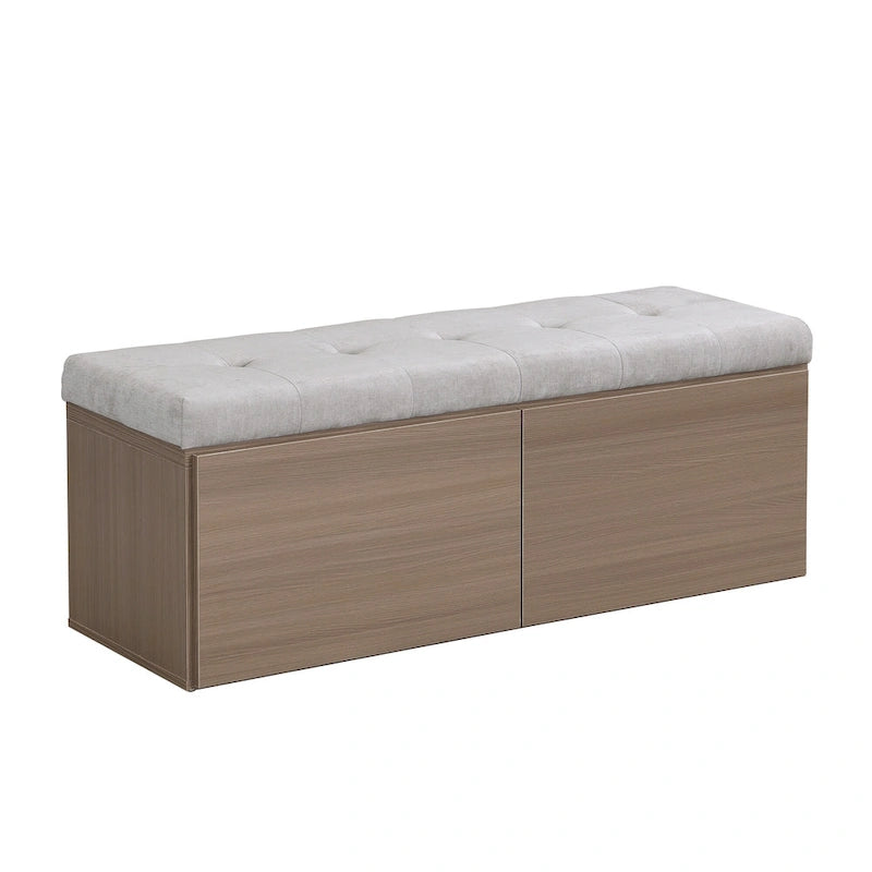 Entryway Storage Bench with Padded Seat & Double-Door Cabinet