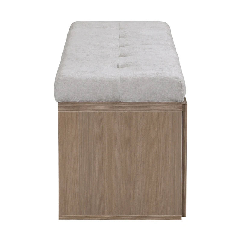Entryway Storage Bench with Padded Seat & Double-Door Cabinet