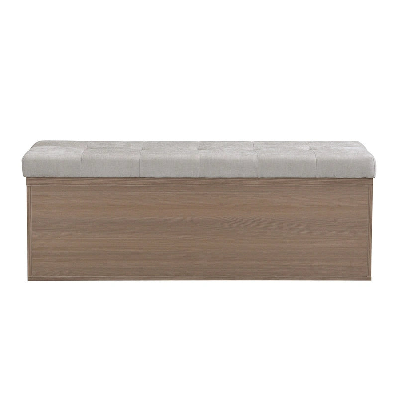 Entryway Storage Bench with Padded Seat & Double-Door Cabinet