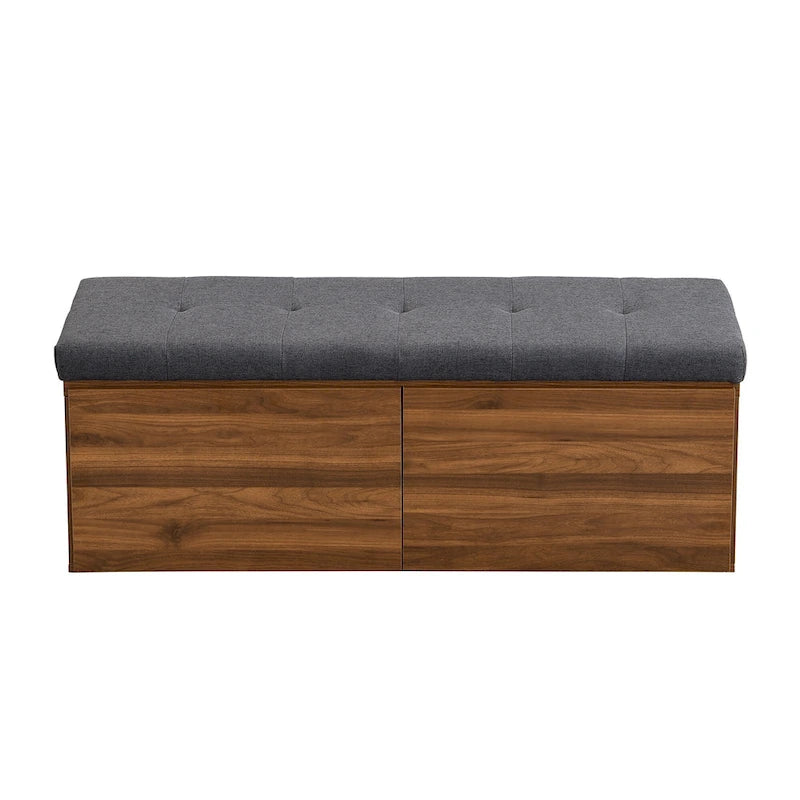 Entryway Storage Bench with Padded Seat & Double-Door Cabinet