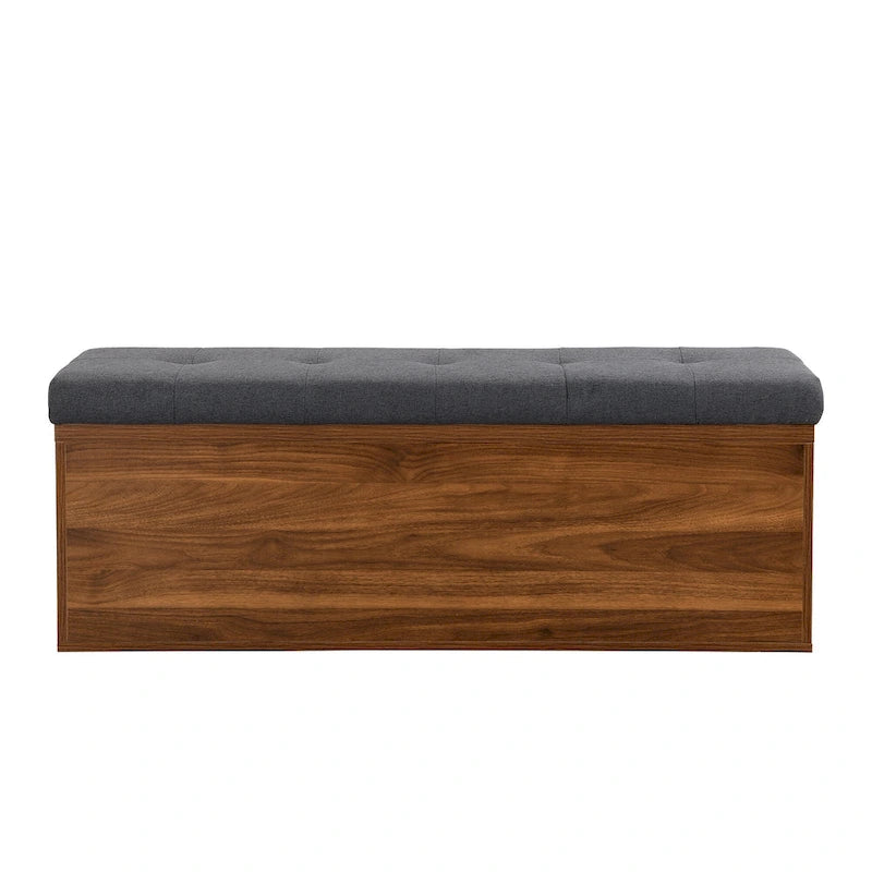 Entryway Storage Bench with Padded Seat & Double-Door Cabinet