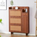 Japanese Rattan-Weave Storage Cabinet | Minimalist Entryway Shoe Cabinet