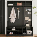 5-in-1 Entryway Hall Tree with Shoe Bench, Pegboard, Coat Hooks and Storage Shelves