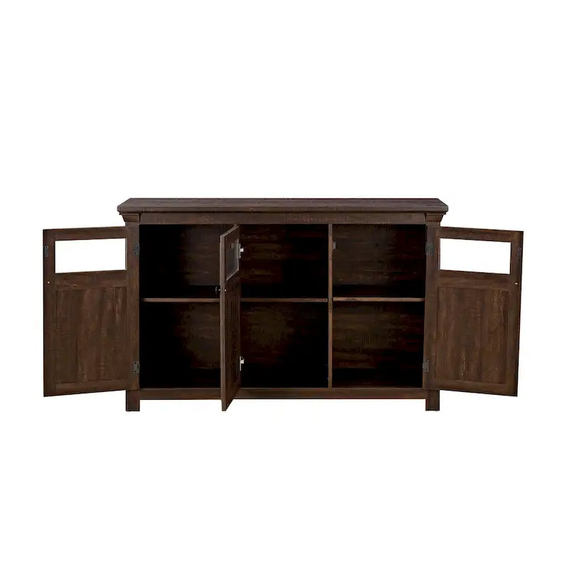 Farmhouse Sideboard Buffet Cabinet with 3 Barn Doors and Adjustable Shelf
