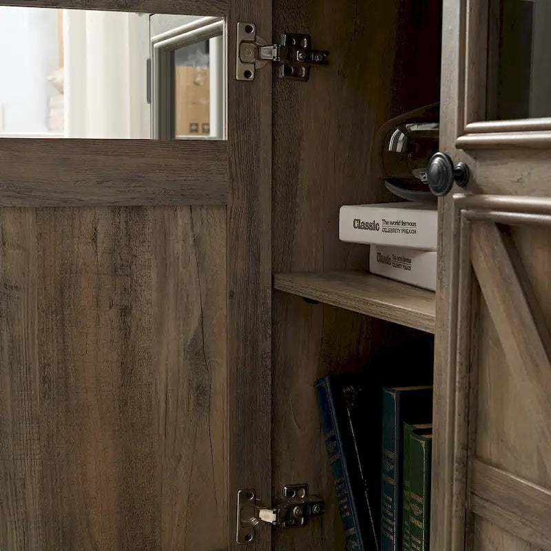 Farmhouse Sideboard Buffet Cabinet with 3 Barn Doors and Adjustable Shelf