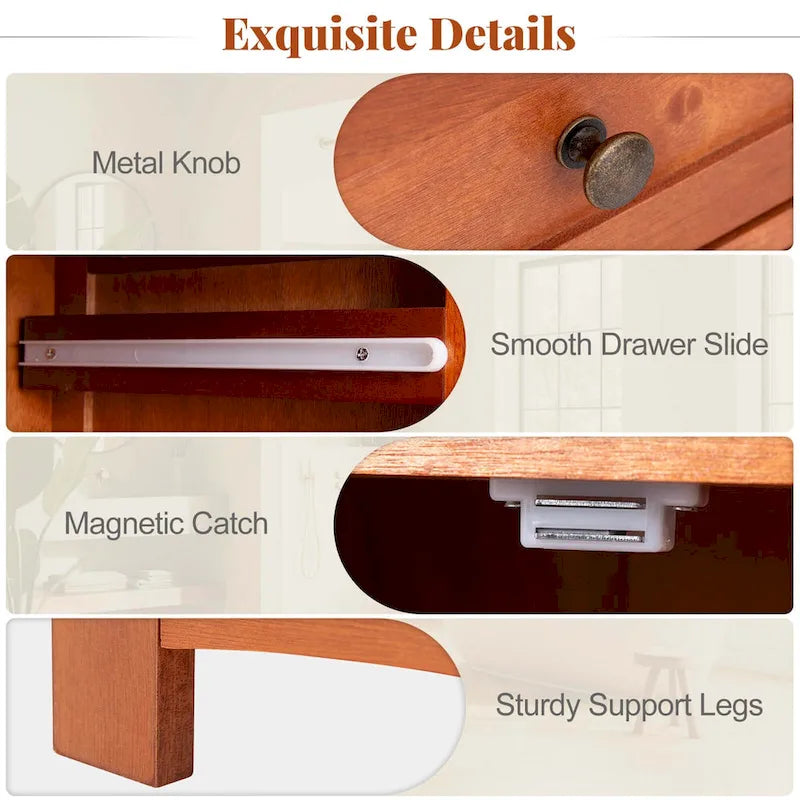 Bathroom Floor Cabinet with Tempered Glass Door and Drawer