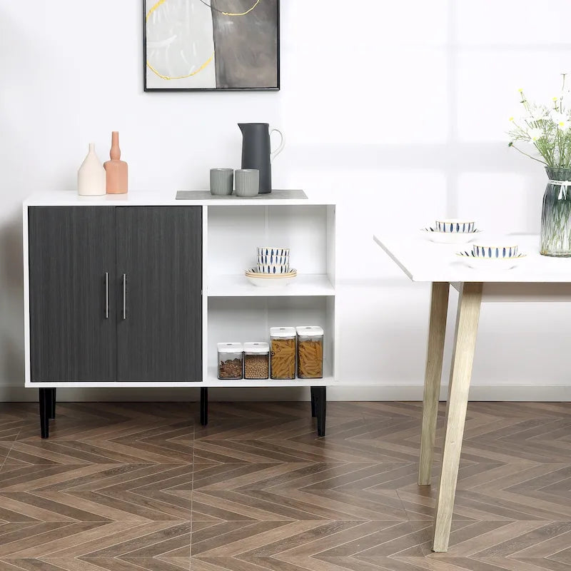 Buffet Cabinet Storage Sideboard with Adjustable Shelf, 2-Door Kitchen Cupboard, Grey