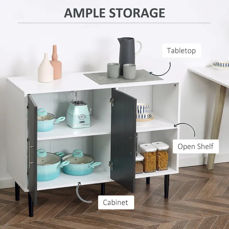 Buffet Cabinet Storage Sideboard with Adjustable Shelf, 2-Door Kitchen Cupboard, Grey