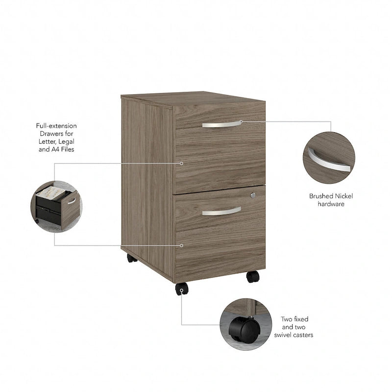 2-Drawer Mobile File Cabinet with Locking Drawers and Casters