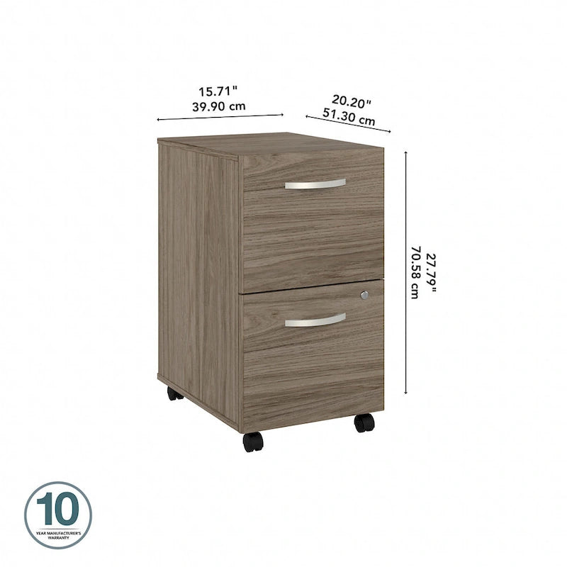 2-Drawer Mobile File Cabinet with Locking Drawers and Casters