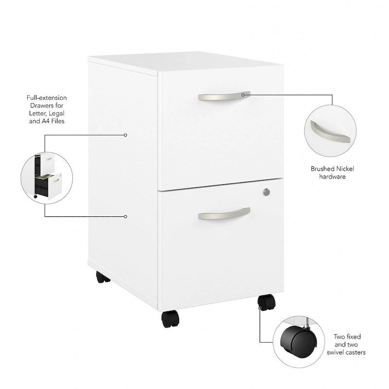 2-Drawer Mobile File Cabinet with Locking Drawers and Casters