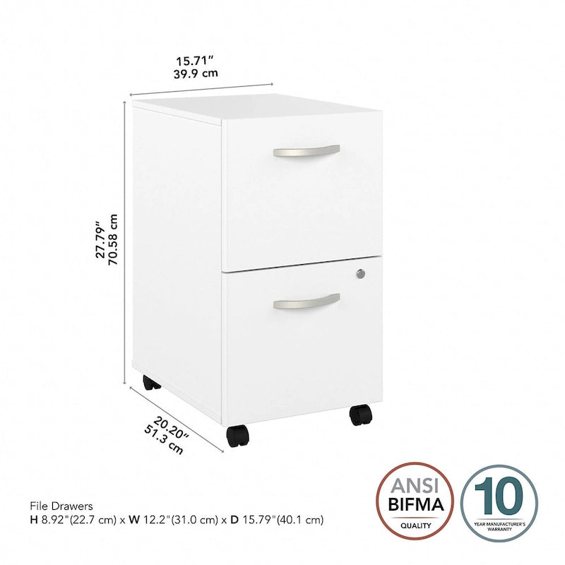 2-Drawer Mobile File Cabinet with Locking Drawers and Casters
