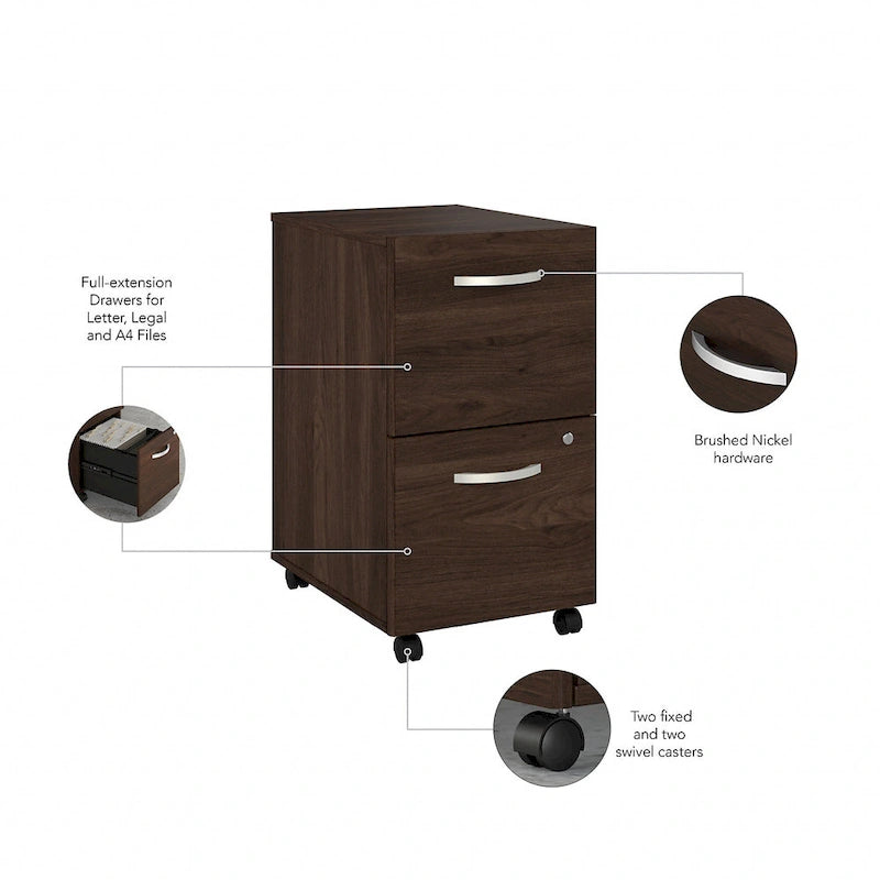 2-Drawer Mobile File Cabinet with Locking Drawers and Casters