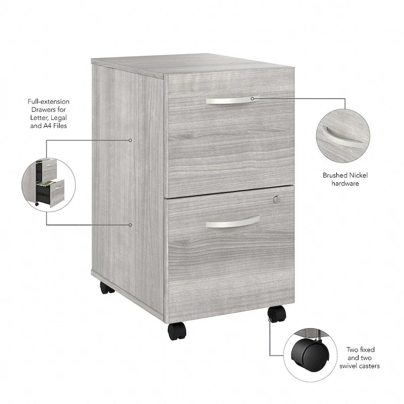 2-Drawer Mobile File Cabinet with Locking Drawers and Casters