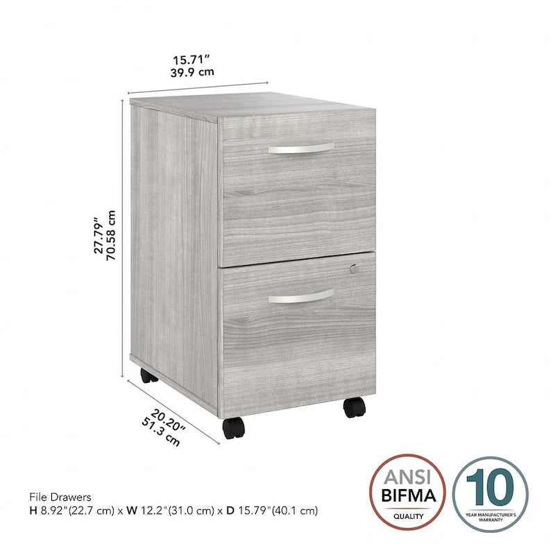 2-Drawer Mobile File Cabinet with Locking Drawers and Casters