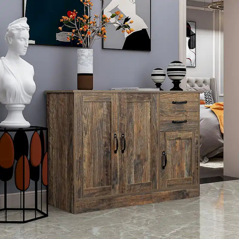 Modern Wood Buffet Sideboard with 3 Doors & 2 Drawers
