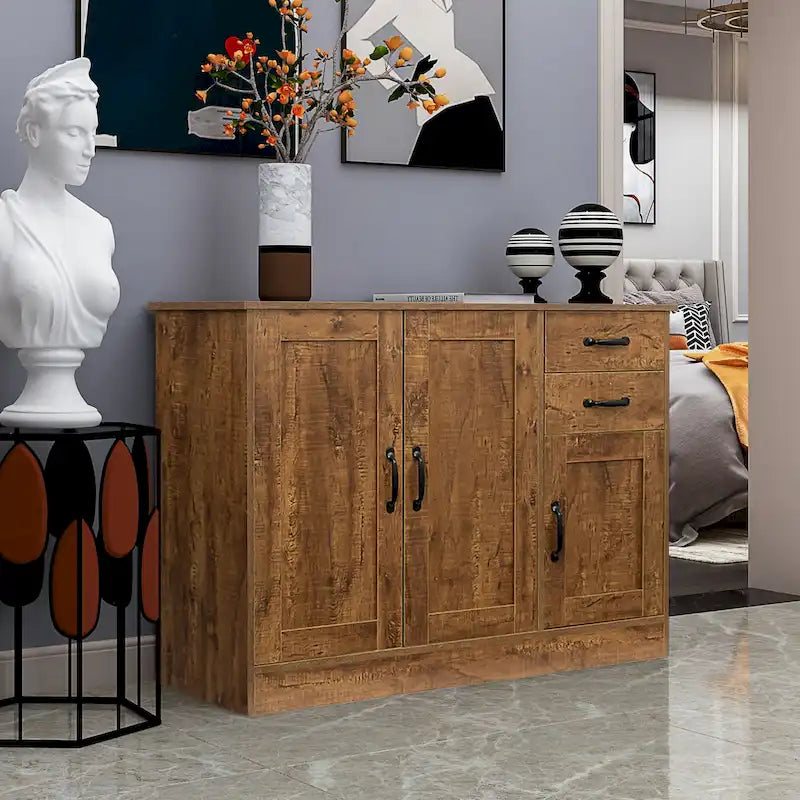 Modern Wood Buffet Sideboard with 3 Doors & 2 Drawers