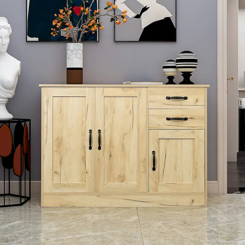 Modern Wood Buffet Sideboard with 3 Doors & 2 Drawers