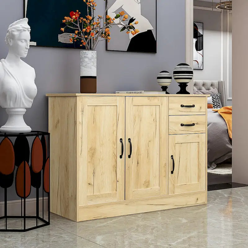 Modern Wood Buffet Sideboard with 3 Doors & 2 Drawers