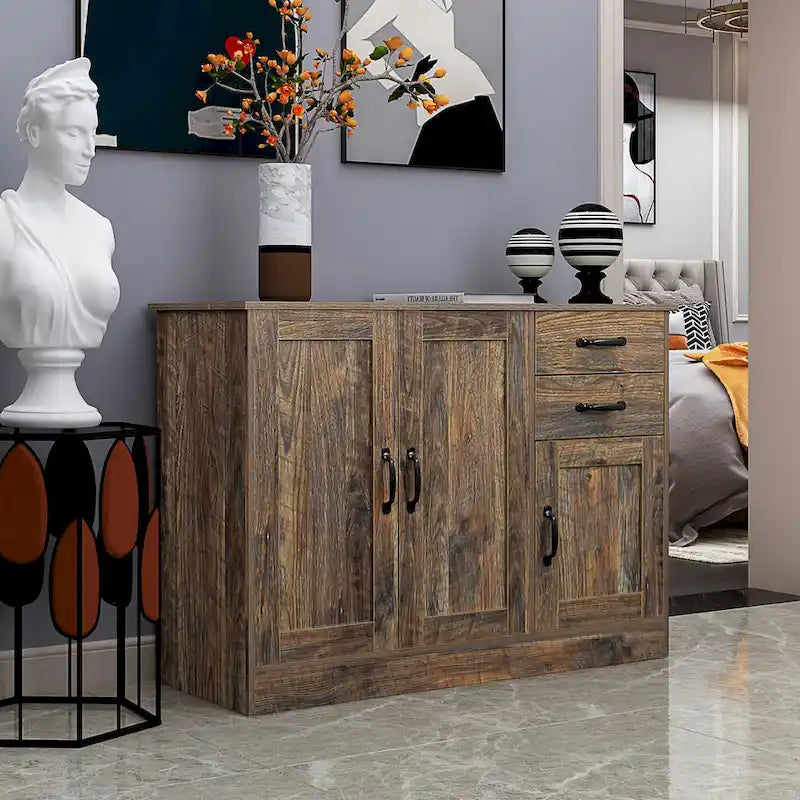 Modern Wood Buffet Sideboard with 3 Doors & 2 Drawers