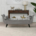 Velvet Tufted Bench with Solid Wood Frame & Bolster Pillows