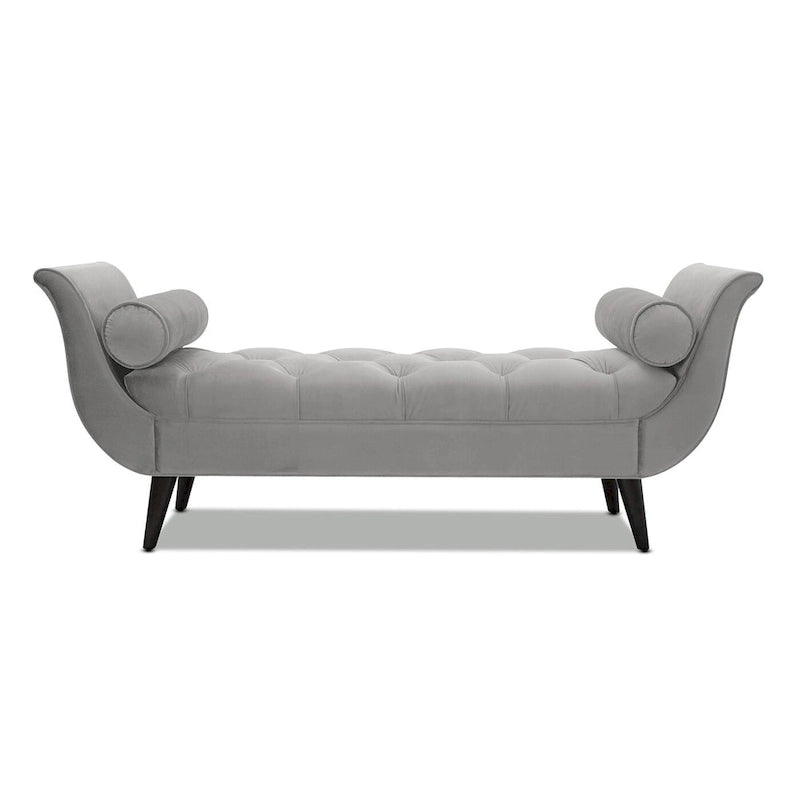 Velvet Tufted Bench with Solid Wood Frame & Bolster Pillows