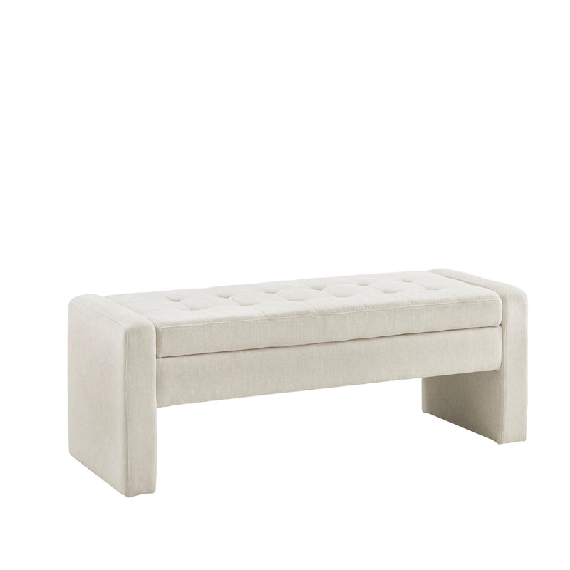 Upholstered Button-Tufted Storage Bench with Soft-Close Lid