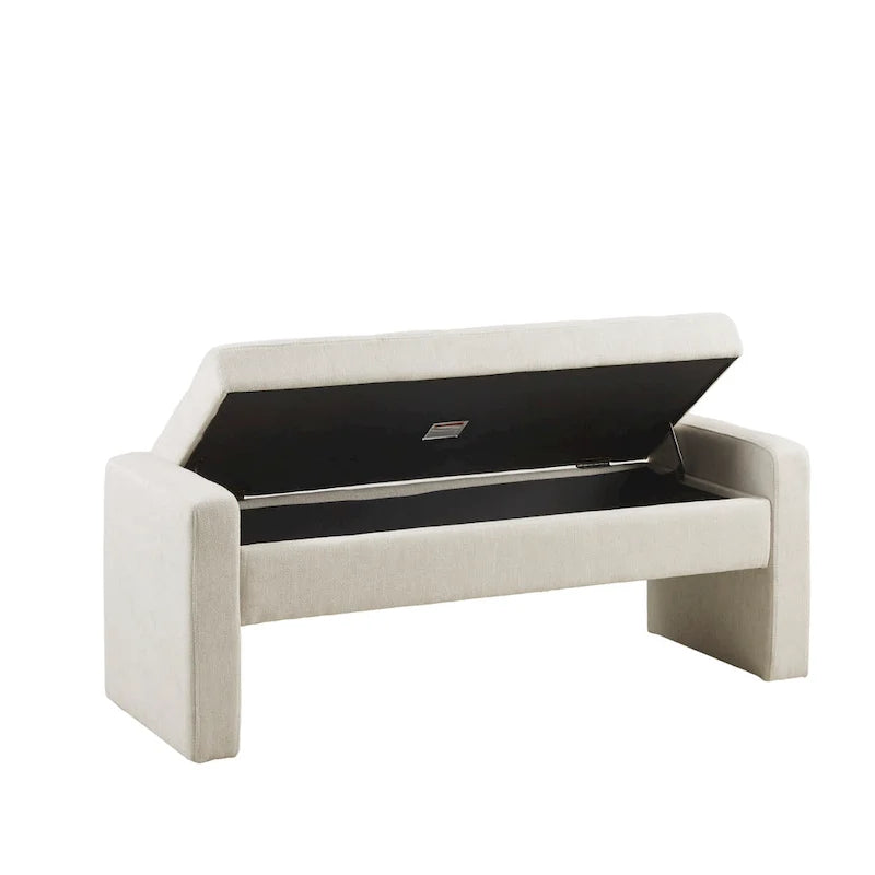 Upholstered Button-Tufted Storage Bench with Soft-Close Lid
