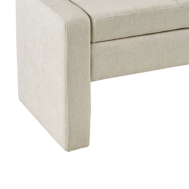 Upholstered Button-Tufted Storage Bench with Soft-Close Lid