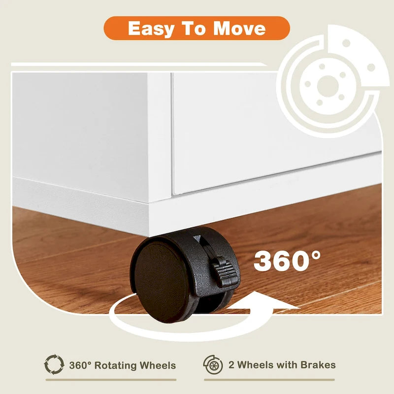 5-Drawer Mobile Storage Cabinet with Locking Wheels