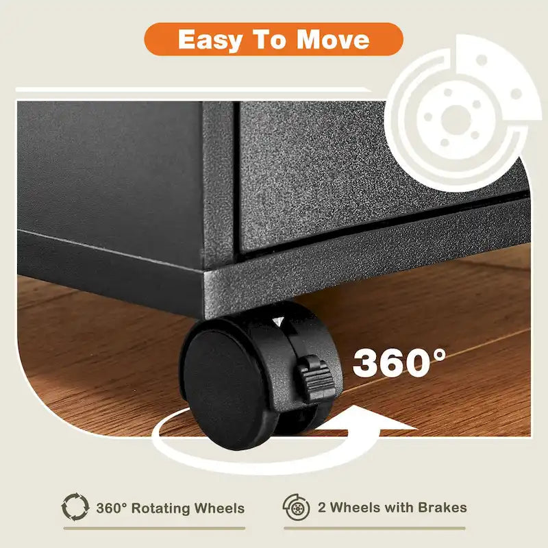 5-Drawer Mobile Storage Cabinet with Locking Wheels