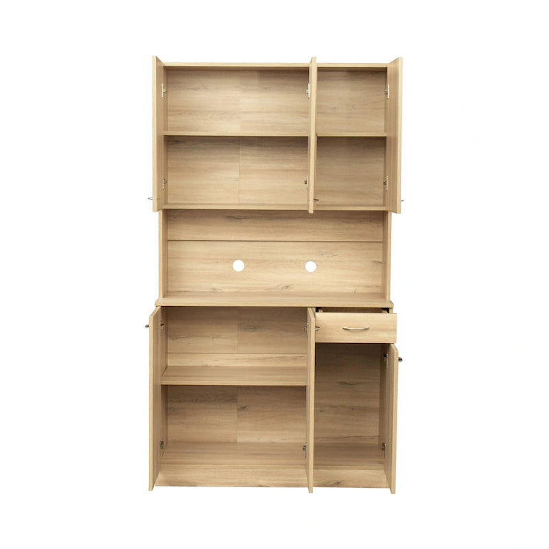 Tall Storage Wardrobe with 6 Doors, Open Shelf & Drawer