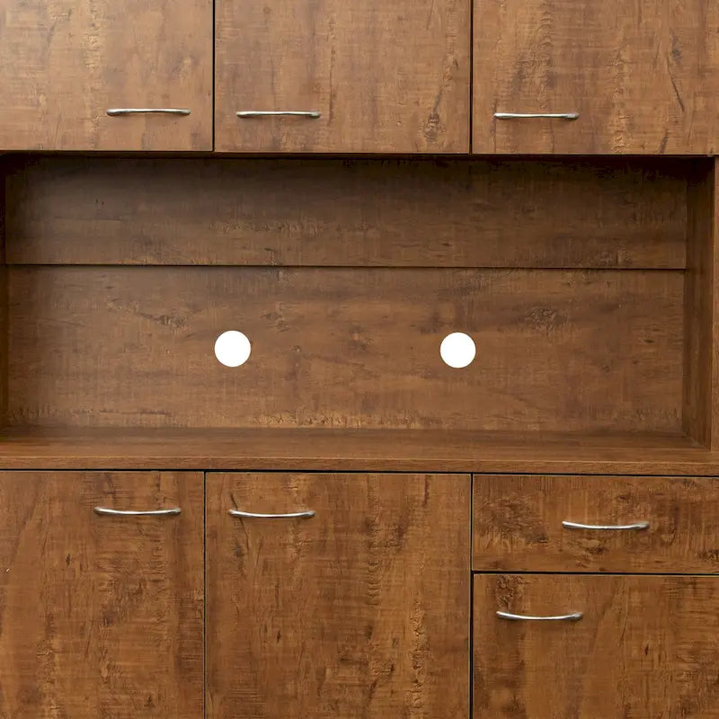 Tall Storage Wardrobe with 6 Doors, Open Shelf & Drawer