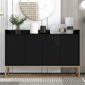 Modern Sideboard Buffet Cabinet with Push-Open Doors and Metal Legs