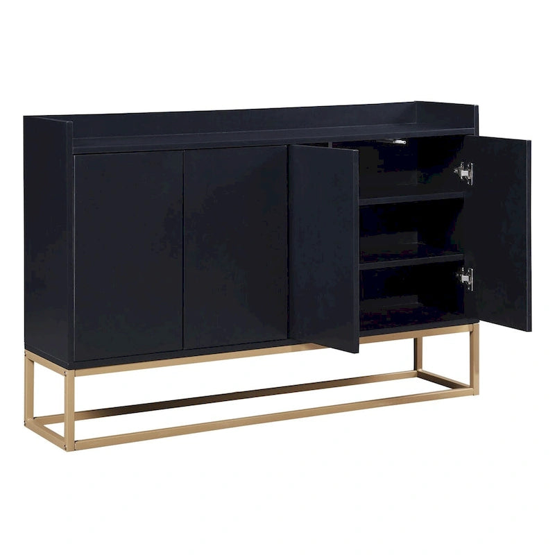 Modern Sideboard Buffet Cabinet with Push-Open Doors and Metal Legs