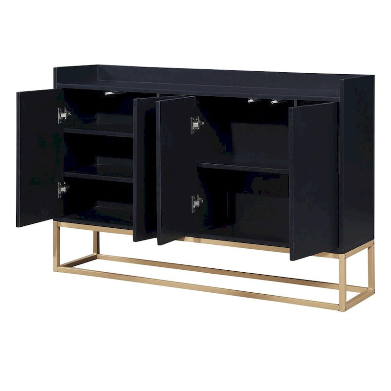 Modern Sideboard Buffet Cabinet with Push-Open Doors and Metal Legs
