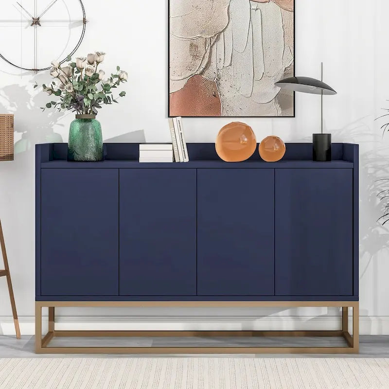 Modern Sideboard Buffet Cabinet with Push-Open Doors and Metal Legs