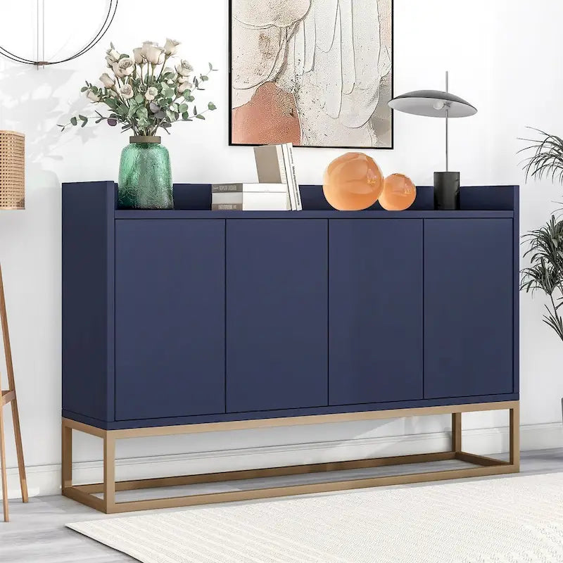 Modern Sideboard Buffet Cabinet with Push-Open Doors and Metal Legs