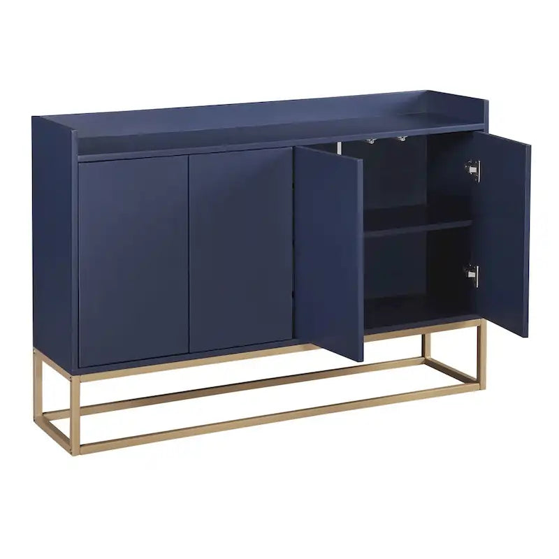 Modern Sideboard Buffet Cabinet with Push-Open Doors and Metal Legs