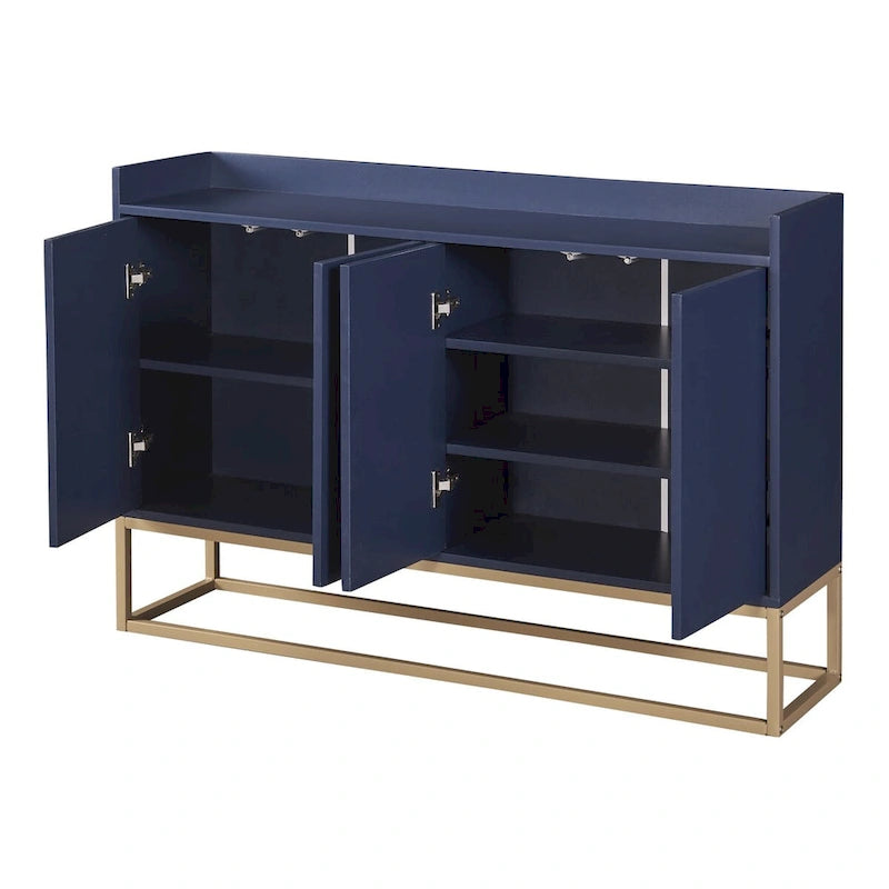 Modern Sideboard Buffet Cabinet with Push-Open Doors and Metal Legs