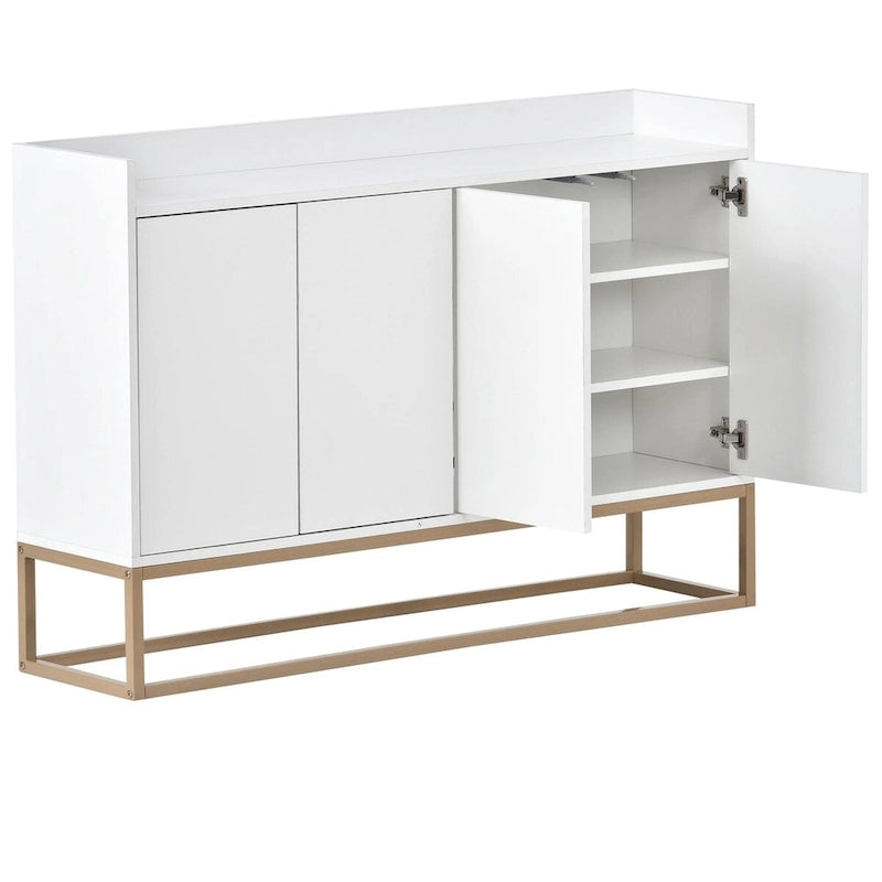 Modern Sideboard Buffet Cabinet with Push-Open Doors and Metal Legs