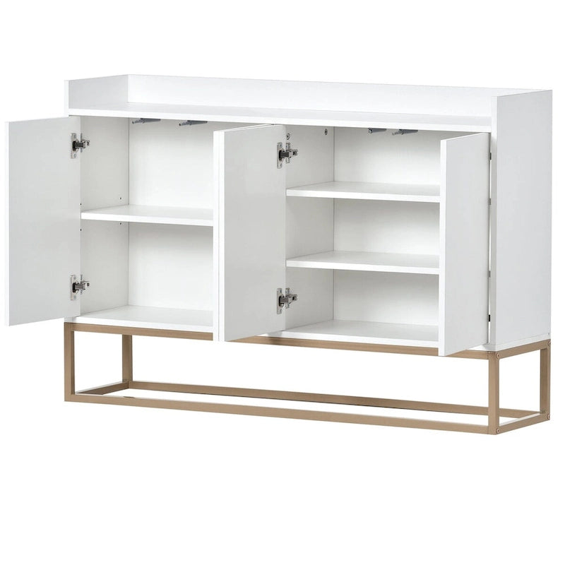 Modern Sideboard Buffet Cabinet with Push-Open Doors and Metal Legs