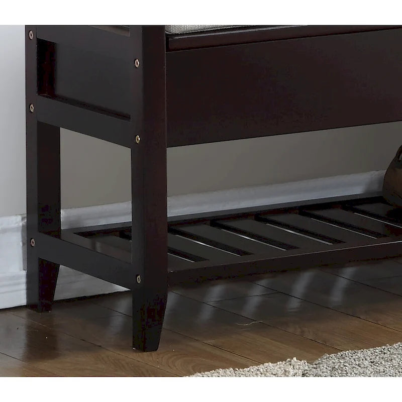 Espresso Storage Bench with Flip-Top Seats & Bottom Shoe Rack