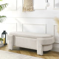 Upholstered Storage Bench with Linen Top and Large Inner Compartment