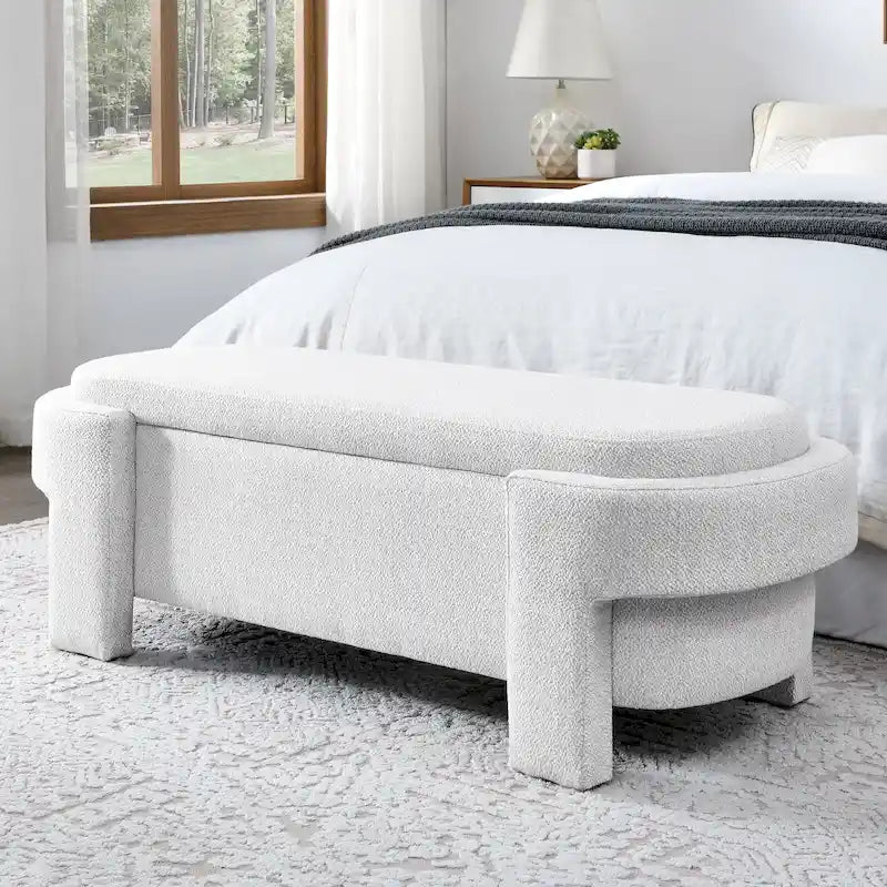 Upholstered Storage Bench with Linen Top and Large Inner Compartment