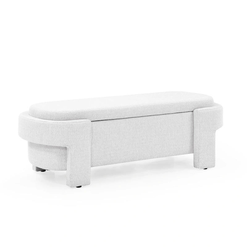 Upholstered Storage Bench with Linen Top and Large Inner Compartment
